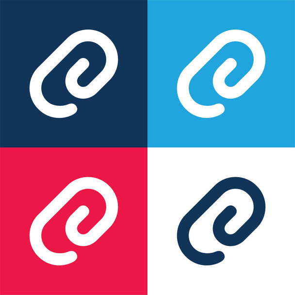 Adjuntar interfaz Clip Símbolo azul y rojo conjunto de iconos mínimo de cuatro colores - Vector, Imagen