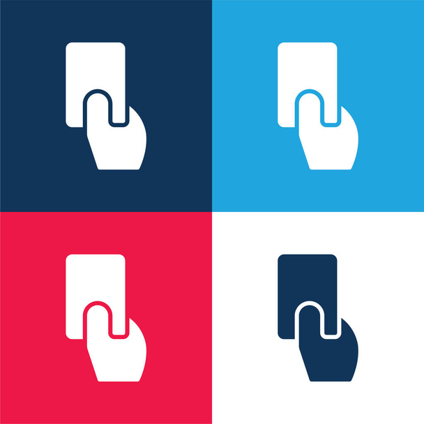 Conjunto de iconos mínimo de cuatro colores entre azul y rojo - Vector, imagen