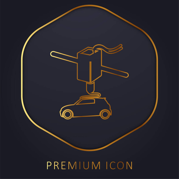 Печать 3D принтер Автомобиль золотой линии премиум логотип или значок - Вектор,изображение