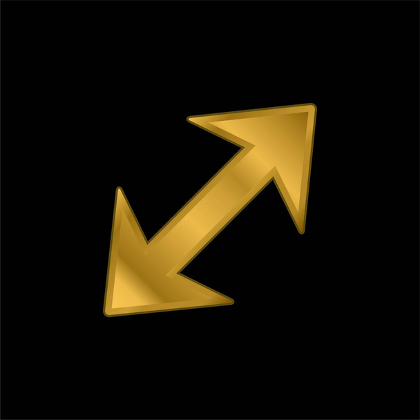 Arrow Diagonal With Two Points To Opposite Directions gold plated metalic icon or logo vector - Vector, Image