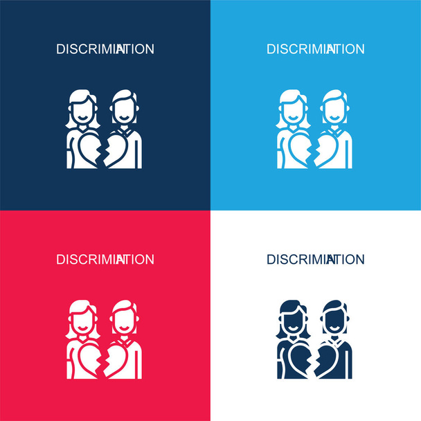 Anti leszbikus kék és piros négy szín minimális ikon készlet - Vektor, kép