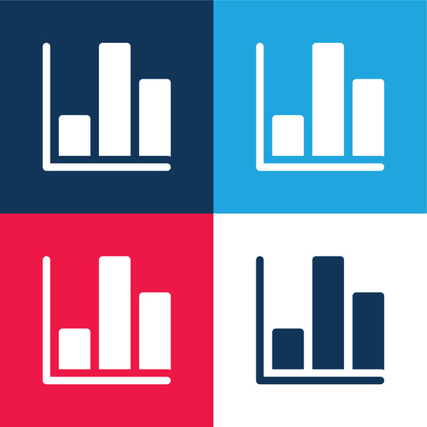 Bar Grafiek blauw en rood vier kleuren minimale pictogram set - Vector, afbeelding