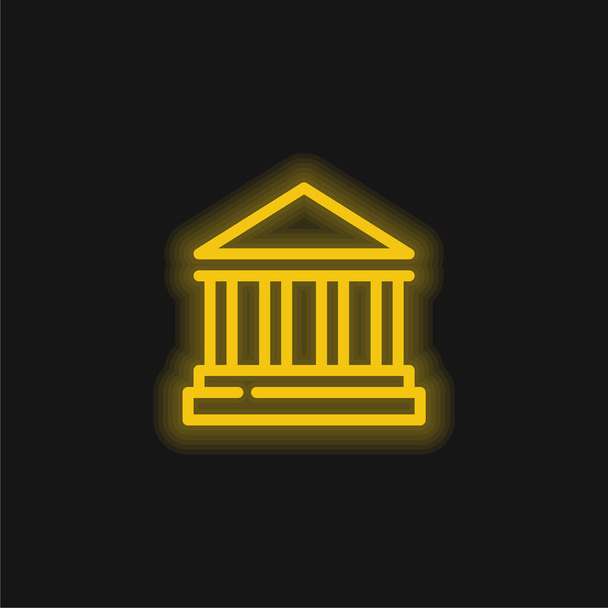 Bank Sign sárga izzó neon ikon - Vektor, kép