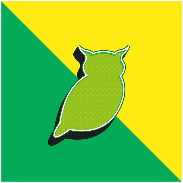 Iso Pöllö Vihreä ja keltainen moderni 3d vektori kuvake logo - Vektori, kuva