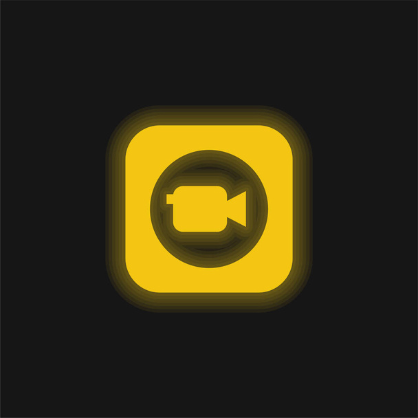 Icono de neón brillante amarillo manzana - Vector, imagen