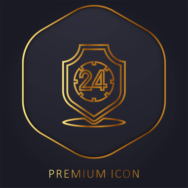 24 hodin zlatá čára prémie logo nebo ikona - Vektor, obrázek