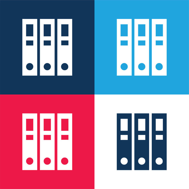 Arquivo azul e vermelho conjunto de ícones mínimos de quatro cores - Vetor, Imagem