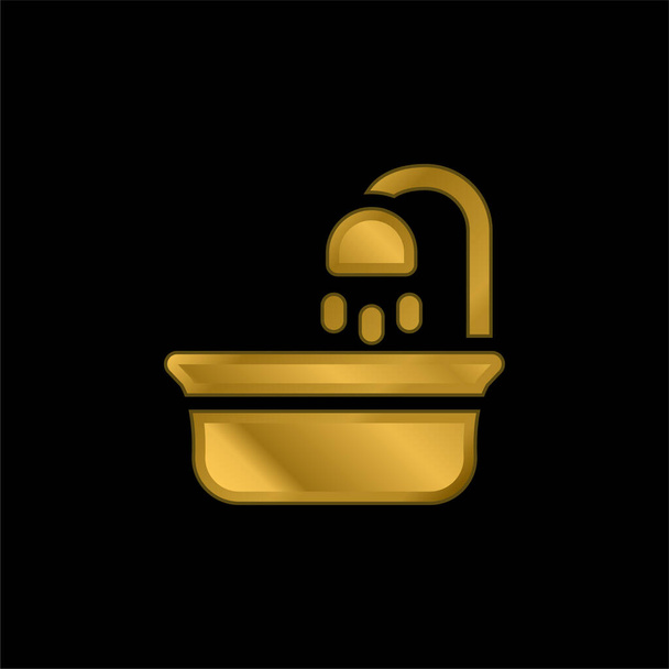 Дитяча ванна золота металева іконка або вектор логотипу
 - Вектор, зображення