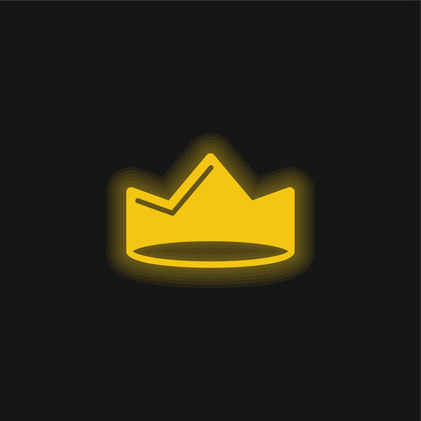 Kroon geel gloeiende neon pictogram - Vector, afbeelding