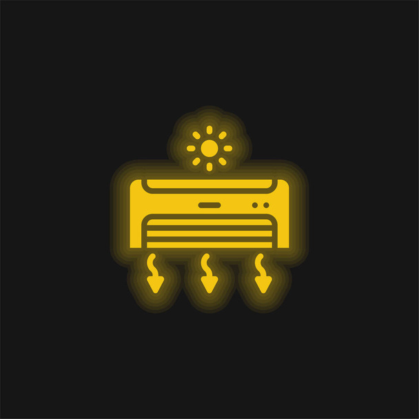 Κλιματιστικό κίτρινο λαμπερό νέον εικονίδιο - Διάνυσμα, εικόνα