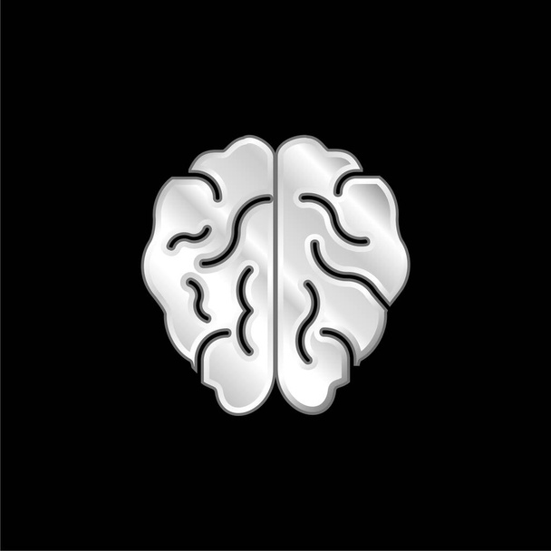 Cervello argento placcato icona metallica - Vettoriali, immagini