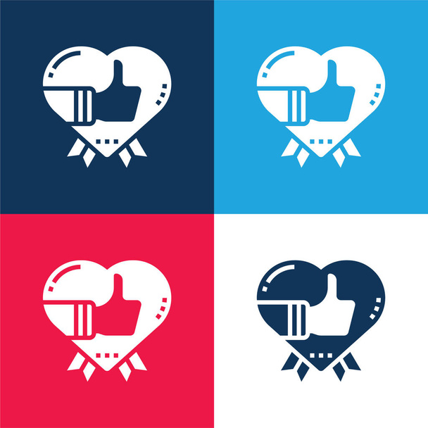 Appreciation blue and red four color minimal icon set - Vector, Image