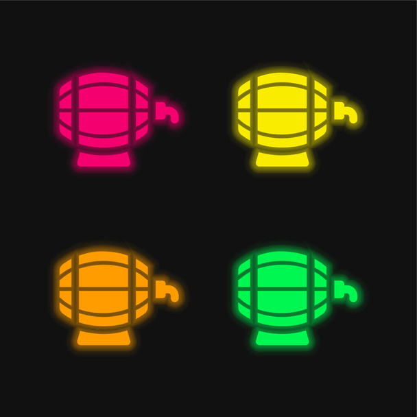 Olut tynnyri neljä väriä hehkuva neon vektori kuvake - Vektori, kuva