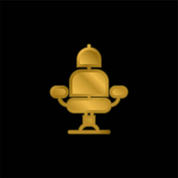 Barbeiro cadeira banhado a ouro ícone metálico ou vetor logotipo - Vetor, Imagem