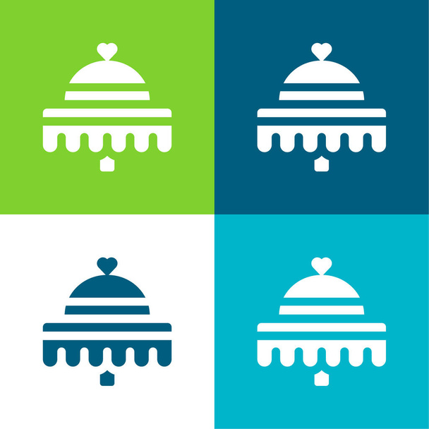 Banquete Conjunto de ícones mínimos de quatro cores plano - Vetor, Imagem