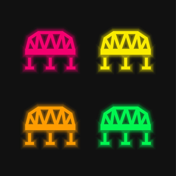 Ponte quattro colori luminosi icona vettoriale al neon - Vettoriali, immagini