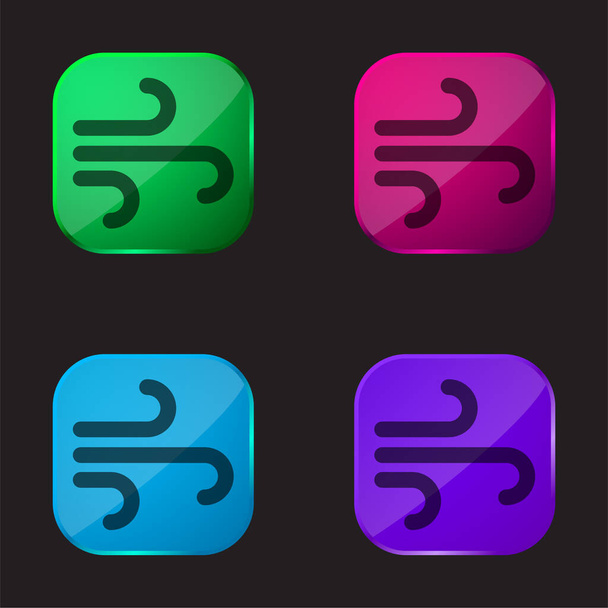 Air Element four color glass button icon - Vector, Image