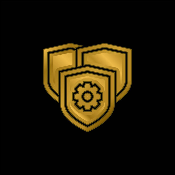 Anti Virus chapado en oro icono metálico o logo vector - Vector, Imagen