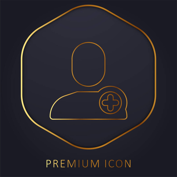 Gebruiker gouden lijn premium logo of pictogram toevoegen - Vector, afbeelding