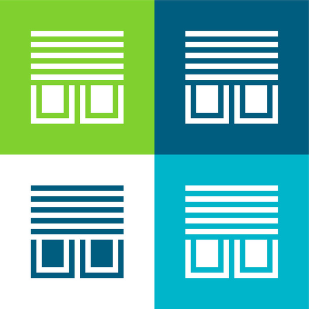 Stores Ensemble d'icônes minimal plat à quatre couleurs - Vecteur, image
