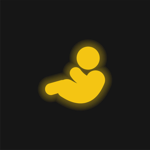 Baby Boy sárga izzó neon ikon - Vektor, kép