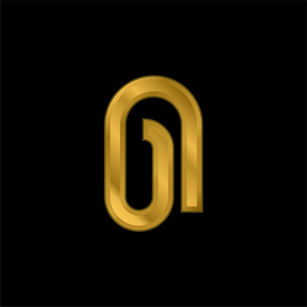 Adjunto icono metálico chapado en oro o vector de logotipo - Vector, imagen