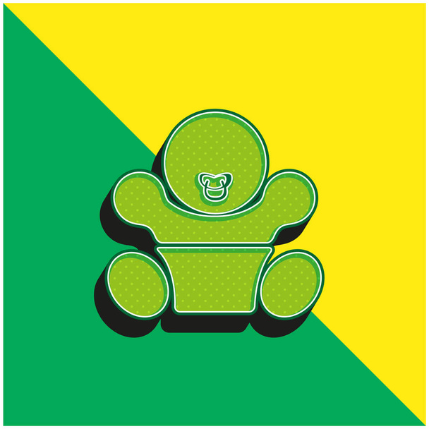Baby With Pacifier Zielone i żółte nowoczesne logo wektora 3D - Wektor, obraz