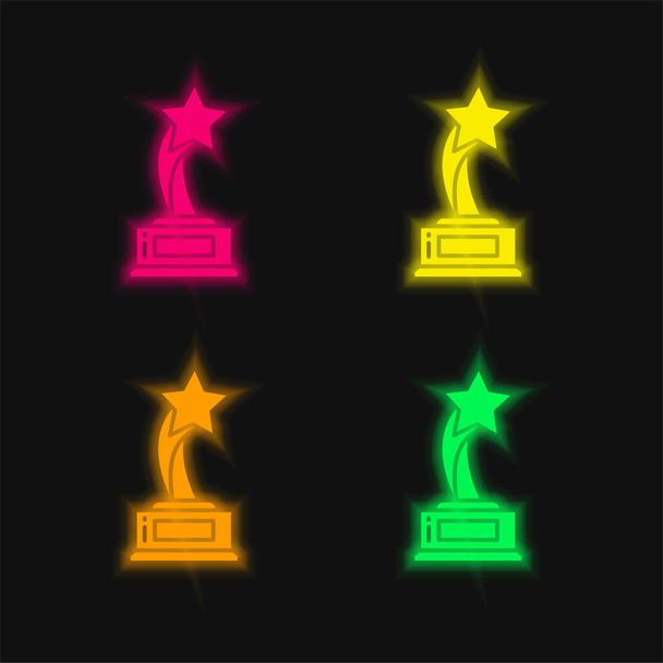 Prijs vier kleuren gloeiende neon vector icoon - Vector, afbeelding