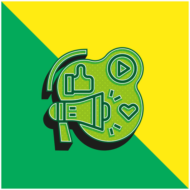 Реклама Зеленый и желтый современный трехмерный векторный логотип - Вектор,изображение