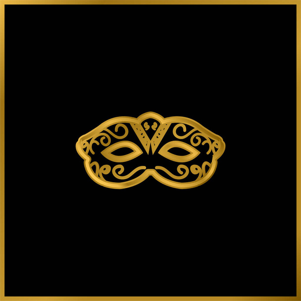 Художня карнавальна маска для покриття очей золотиста металева іконка або вектор логотипу
 - Вектор, зображення