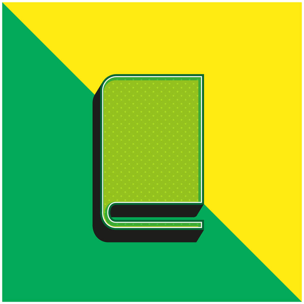 黒カバーグリーンと黄色の現代的な3Dベクトルのアイコンのロゴで閉じ本 - ベクター画像
