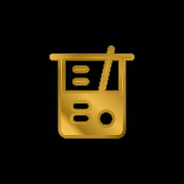 Beaker oro placcato icona metallica o logo vettoriale - Vettoriali, immagini