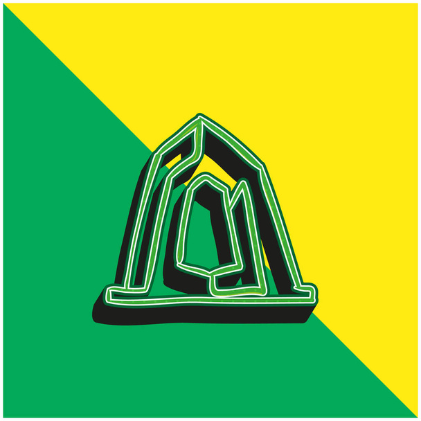 Художнє будівництво Пам'ятник Начерки Зелений і жовтий сучасний 3d Векторний логотип
 - Вектор, зображення