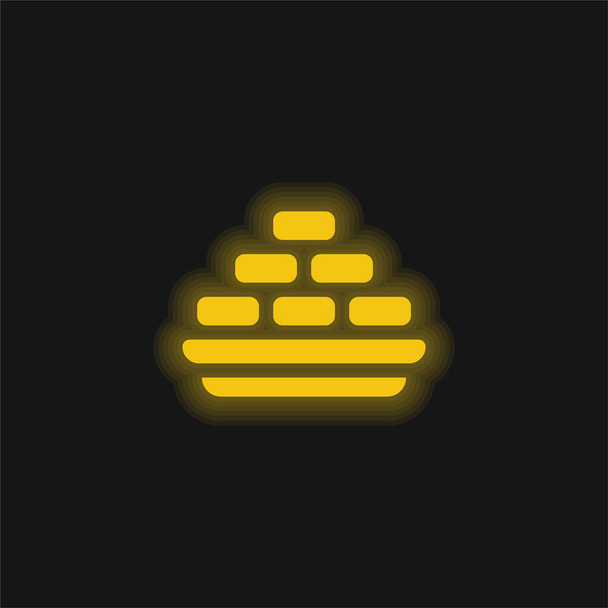 Желтая светящаяся неоновая икона Барфи - Вектор,изображение