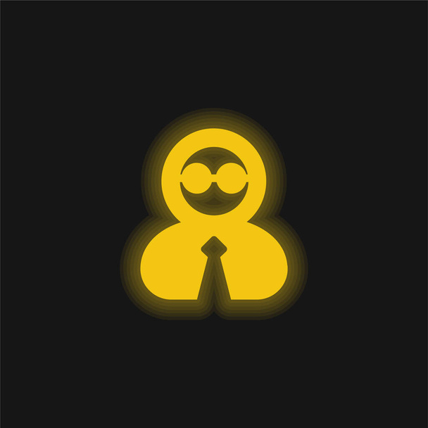 Persona ciega amarillo brillante icono de neón - Vector, Imagen