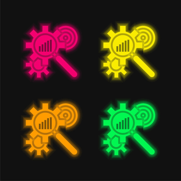 Анализ иконки светящегося неонового вектора - Вектор,изображение