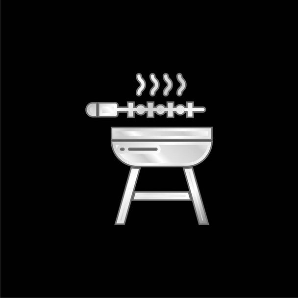 Barbeque silver plated metallic icon - Vector, Image