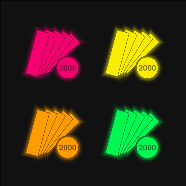 2000 Pezzi Catalogo quattro colori luminosi icona vettoriale al neon - Vettoriali, immagini
