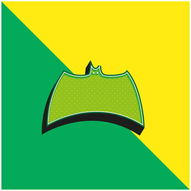 Variante de silueta negra murciélago con alas extendidas verde y amarillo moderno vector 3d icono logotipo - Vector, Imagen