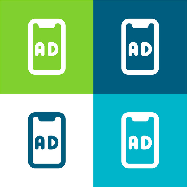 Διαφημίσεις Επίπεδο σύνολο εικονίδιο τεσσάρων χρωμάτων - Διάνυσμα, εικόνα