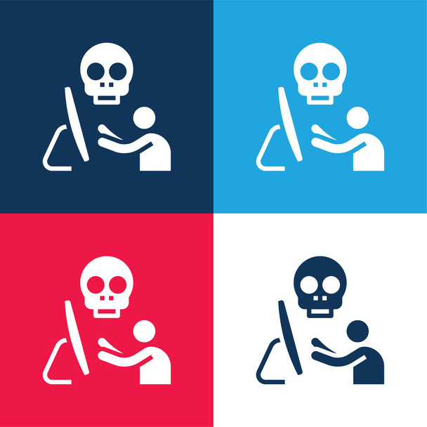 Anonimowy niebieski i czerwony zestaw czterech kolorów minimalnej ikony - Wektor, obraz