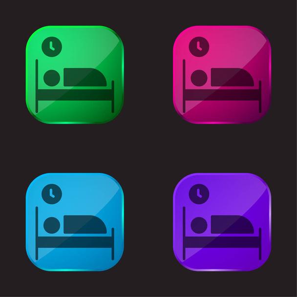 Camera da letto quattro icona pulsante di vetro colore - Vettoriali, immagini