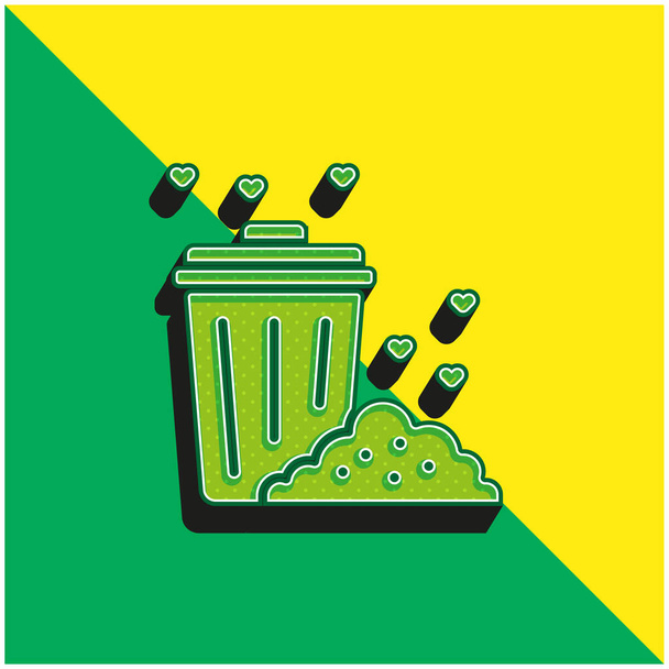 Bin Logo icona vettoriale 3d moderna verde e gialla - Vettoriali, immagini