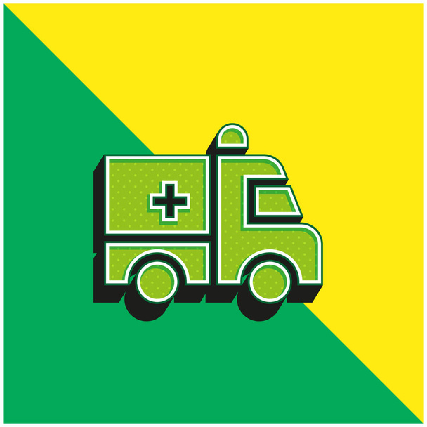Ambulance Logo vectoriel 3D moderne vert et jaune - Vecteur, image