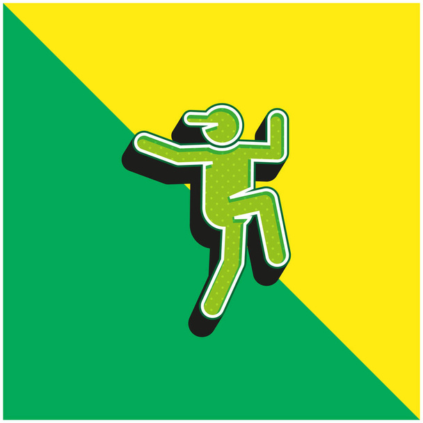 Breakdance verde y amarillo moderno logotipo icono del vector 3d - Vector, Imagen