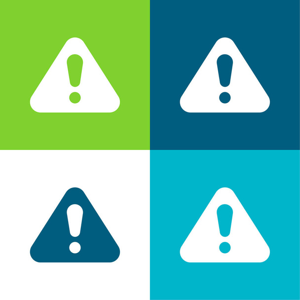 Alerta plana de cuatro colores mínimo icono conjunto - Vector, Imagen