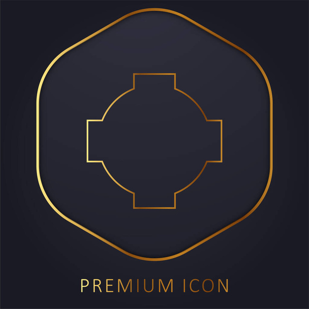 логотип или значок золотой линии Black Cross Shield - Вектор,изображение