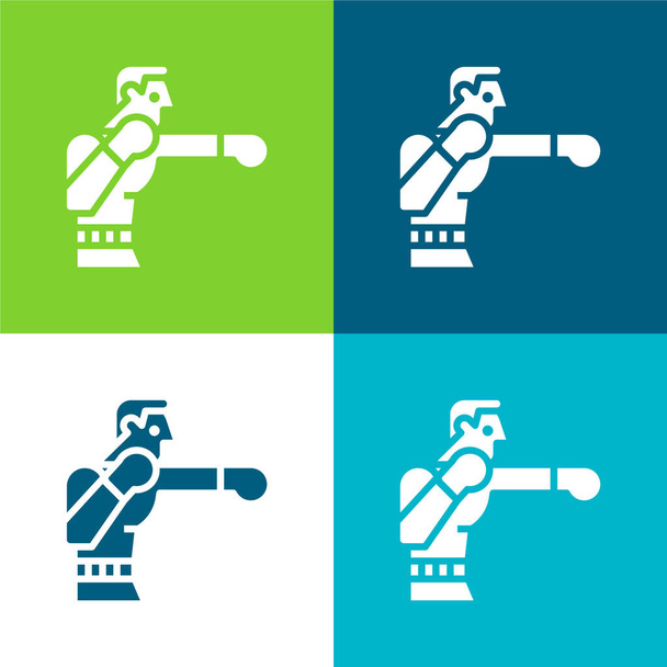 Boxing Flat four color minimal icon set - Vector, Image
