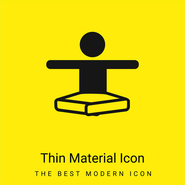 Menino na posição de lótus braços de alongamento mínimo ícone de material amarelo brilhante - Vetor, Imagem