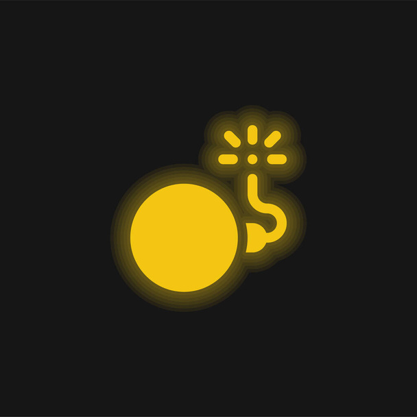 Bombe jaune brillant icône néon - Vecteur, image